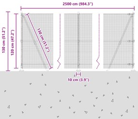 Cerca de Fio Soldado com 13 Postes Flangeados 1,2x25 m Aço Galvanizado
