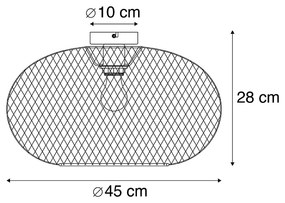 Candeeiro de tecto moderno preto 45cm - MESH BALL Moderno