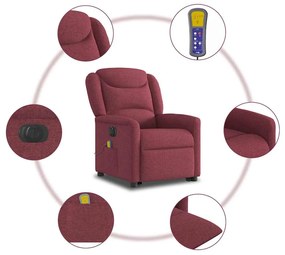 Poltrona elevatória de massagens elétrica tecido vermelho tinto