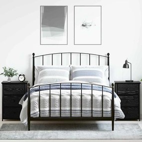 vidaXL Armário de Cabeceira com gaveta Preto Madeira Reforçada Sólida