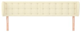 Cabeceira de cama c/ abas couro artificial 203x23x78/88cm creme