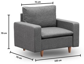 Poltrona Pafu Lungo — Cinzento Escura - 105x52x75 cm - Design Moderno