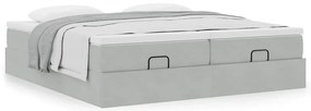 Estrutura cama otomana colchões 160x200cm veludo cinzento claro