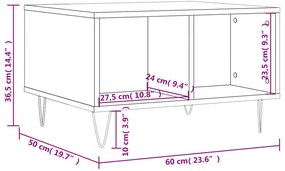 Mesa de centro 60x50x36,5 cm derivados de madeira cinza cimento