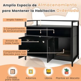 Caixa de areia oculta para gatos com portas de cartão para arranhar Armário de limpeza para animais de estimação com Estante 89 x 45 x 74,5 cm Preto