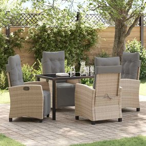 vidaXL Conjunto de Jantar de Jardim de 5 Peças em Rattan Sintético Bege
