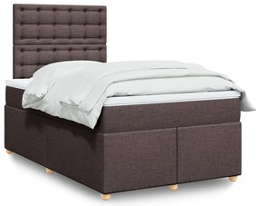 Cama boxspring com colchão 120x190 cm tecido castanho-escuro