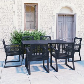 vidaXL 7 pcs conjunto de jantar para jardim vime de PVC preto