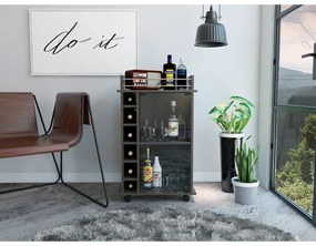 Móvel de bar baixo móvel com seis cubos para garrafas e porta de vidro dukat, 89 a x 41,5 cm p x 55 cm p, Cor Café