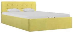 vidaXL Cama hidráulica com arrumação 120x200 cm tecido amarelo-lima