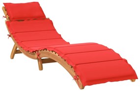 Espreguiçadeira com almofadão madeira de acácia maciça vermelho