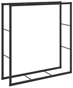 Suporte para lenha 110x30x116 cm aço preto