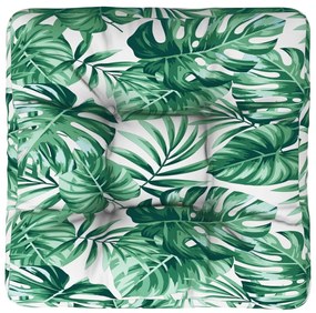 Almofadão para sofá de paletes 58x58x10 cm tecido padrão folhas