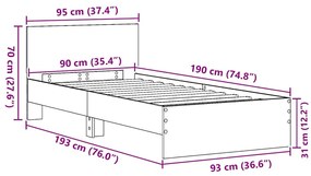 Estrutura de Cama Carvalho Artesanal 90x190 cm Madeira Reforçada