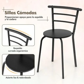 Conjunto de cozinha e jantar de 3 peças de com mesa de cozinha e 2 Cadeiras Tampo de mesa em madeira Tampo de mesa folheado a madeira Suporte adiciona