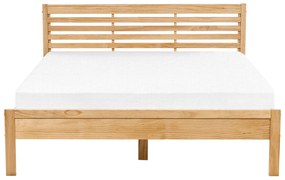 Cama de casal em madeira castanha clara 160 x 200 cm CARNAC Beliani