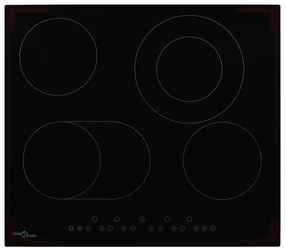 vidaXL Placa de cerâmica com 4 discos controlo tátil 6600 W