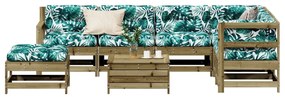 8 pcs conjunto lounge de jardim c/ almofadões pinho impregnado