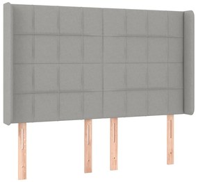 Cama box spring c/ colchão e LED 140x190 cm tecido cinza-claro