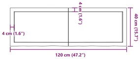 Tampo de mesa 120x40x(2-4) cm carvalho tratado castanho-claro