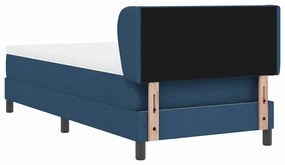 Cama Box Spring da com Colchão Azul, 100x200 cm, Tecido