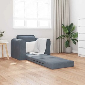 Sofá-Cama 2-em-1 Cinza Escuro 98x71x83 cm Veludo