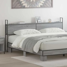 vidaXL Cabeceira de armazenamento com cabeceira Sonoma cinzento 180 cm
