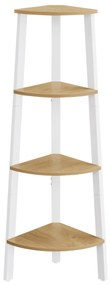 Unidade de prateleira de canto VASAGLE, prateleira de canto de 4 níveis, prateleira tipo escada para sala de estar, estante para livros ou suporte para plantas, móvel de destaque industrial, carvalho natural e branco fosco LLS034Y70