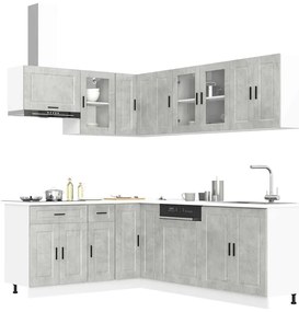 vidaXL 11 peças armário de cozinha conjunto Porto cinzento cimento