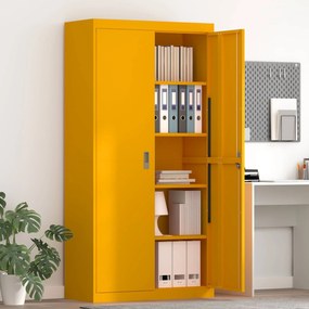 vidaXL Armário de arrumação 2 pcs Amarelo Mostarda 90 x 40 x 180 cm