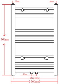 Aquecedor toalhas casa de banho liso 500 x 764 mm preto