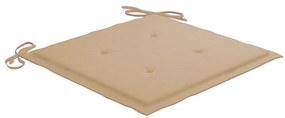 Cadeiras de jardim c/ almofadões beges 4 pcs teca maciça