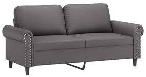 2 pcs conjunto de sofás com almofadas couro artificial cinzento