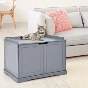 Casa de Areia para Gatos Animais de Estimação com Furo Casa Espaçosa 75 x 53 x 52 cm Cinza