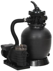 vidaXL Filtro de areia para piscina com pré-filtro preto