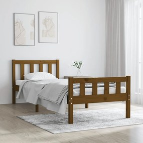 vidaXL Estrutura de cama solteiro 90x190cm madeira maciça castanho mel