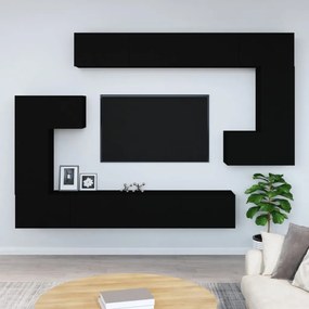 vidaXL Móvel p/ TV de montagem na parede madeira processada preto