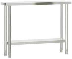 Mesa trabalho cozinha c/ prateleira 110x30x120cm aço inoxidável