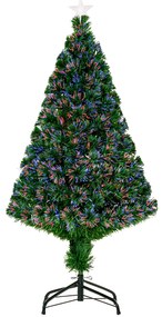 HOMCOM Árvore de Natal Artificial 120 cm com Fibra Óptica e Suporte Metálico Decoração de Natal Ø60x120 cm Verde