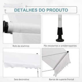 Toldo Portátil com Manivela e Altura Regulável - 3x1,5m - Branco