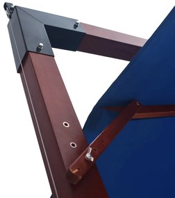 Guarda-sol suspenso com mastro de madeira 400x300 cm azul