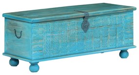 Arca de arrumos madeira mangueira maciça 100x40x41 cm azul