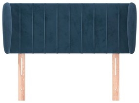 Cabeceira de cama c/ abas veludo 103x23x78/88cm azul-escuro