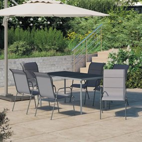 vidaXL 7 pcs conjunto de jantar para exterior aço antracite