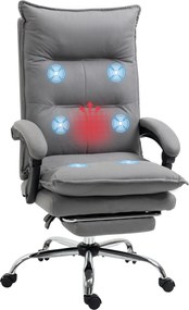 Cadeira de Escritório com 6 Pontos de Massagem e 5 Modos Reclinável com Função de Aquecimento 66x74x114-121,5 cm Cinza