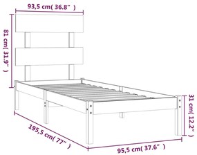 Estrutura de cama solteiro 90x190 cm madeira maciça