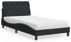 Cama com colchão 100x200 cm veludo preto