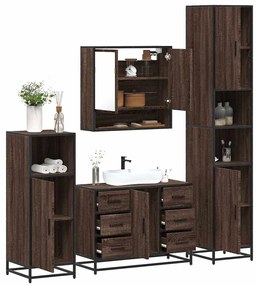 vidaXL 4 pcs conj. móveis WC derivados madeira cor carvalho castanho