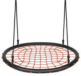 Baloiço Infantil Rede Redonda com Cordas Ajustáveis Ideal para Parque Infantil Jardim de Árvores 100 cm Laranja