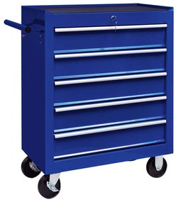 vidaXL Trólei de oficina para ferramentas com 5 gavetas azul
